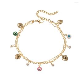 Anklets 2023 Charm Jewellery Gold Adjustable Chain Eye For Women Vintage Copper Enamel Anklet Summer Accessories