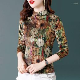 Women's Blouses 2023 Women Autumn Winter Print Bottoming Shirt Female Casual Long Sleeve Tops Ladies Slim Fit Shirts G455