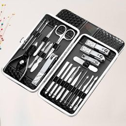 Nail Art Kits 21Pcs Professional Clippers Stainless Steel Clipper Trimmer File Set (Black)