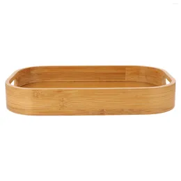 Plates Bamboo Storage Tray Fruit Wooden Serving Plate Double Handle SPA Salon Practical El