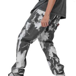 Men's Jeans Fashion Casual Patchwork Loose Printed Straight Pants Street Sports Trousers Unisex Sweatpants Pantalones
