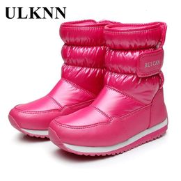 Boots ULKNN Kids Shoes Winter Boots For Boy Waterproof Pu Upper Baby Girls Child Plus Velvet Thickened Footwear Non-Slip Warm 230907