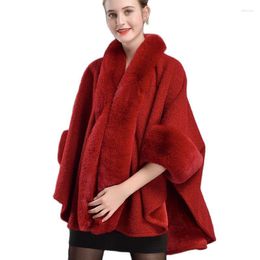 Women's Fur X9 European And American Autumn Winter Thickened Medium-long Cloak High Imitation Rex Shawl
