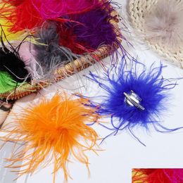 Pins Brooches Colorf Luxury Ostrich Feather Brooch Scarf Clip For Men Women Lapel Dresses Gift Jewellery Accessory Drop Delivery Dhvqn