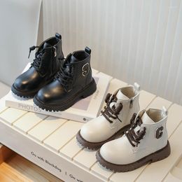 Boots Girls Shoes 2023 Kids Short Britain Style Children Fashion Non-slip For Boys Spring Autumn Side Zipper Flat