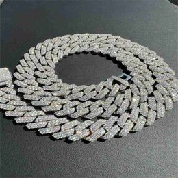 Hop Hip Moissanite Chain Iced Out For Moissanite Diamond 14mm Jewellery Cuban Link Miami Necklace Chain Silver Men Sterling S925 Ejlmp