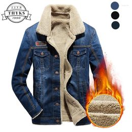 Men's Jackets Winter Vintage Denim Jacket Men Outwear Warm Wool Liner Mens Cowboy Thick Coats Streetwear Windbreaker Male Size M-5XL