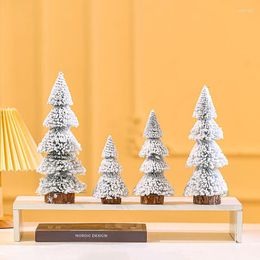 Christmas Decorations Tower-shaped Flocking Cedar Tree Mini Desktop Decoration Scene Layout