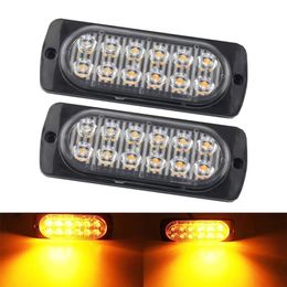 12 Led Strobe Warning Light Cheap Strobe Grille Flashing Lightbar Truck Car Beacon Lamp Amber Traffic Light 12V 24V Car Light