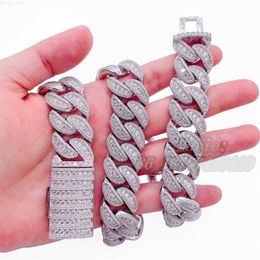 Silver Necklace 18mm Width High Quality Moissanite Cuban Link Chain Diamond Chain Miami Cuban Link Hip Hop Jewellery Bitue