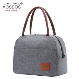 Aosbos Fashion Portable Cooler Lunch Bag Thermal Insulated Travel Food Tote Bags Food Picnic Lunch Box Bag for Men Women Kids MX20248B