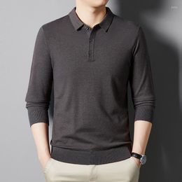 Men's Sweaters Long-Sleeved T-shirt Lapel Knitwear Sweater Spring And Autumn Clothing Wool Casual Bottoming Polo Shirt