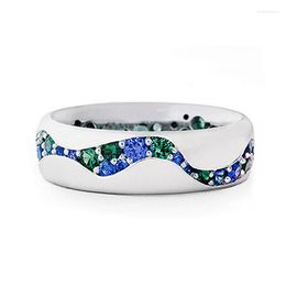 Cluster Rings 2023 925 Sterling Silver Blue-Green Diamond Ring Unisex Simple Innovative Manufacturers Direct Sales