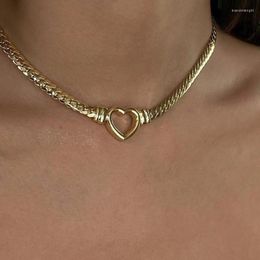 Choker Leisure Style Gold Plated Stainless Steel Cuba Colourless Ring Women's Heart Chain Waterproof Necklace Girl