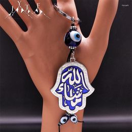 Keychains Islamic Hamsa Hand Religious Keychain Pendant Women Silver Color Lucky Fatima Hebrew Judaism Hexagram Keyring Jewelry K8826S05