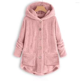 Women's Jackets Fleece Sweater Dress Women Button H Tops Hooded Loose Cardigan Wool Coat Winter Jacket Hoodies For