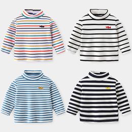 Hoodies Sweatshirts 2023 Spring Autumn Winter 2 3 4 6 8 10 Years Cartoon High Neck Pullover Basic Turtleneck Striped Soft T Shirt For Kids Baby Boy 230906