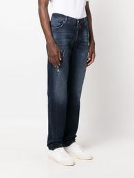 Designer Jeans Men Kiton Mid-rise Straight-leg Ripped Jeans Spring Autumn Distrressed Long Pants for Man New Style Denim Trouser