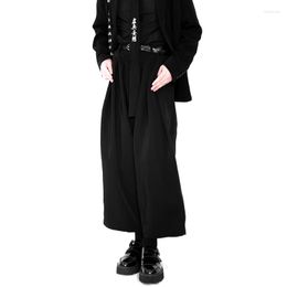 Men's Pants Loose Black Wide Leg Capris Japanese Large Size High Waist Casual Skirt Fashion Versatile Simple Flared