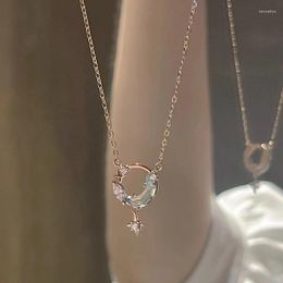 Jewellery Pouches Moon And Stars Necklace Female Gentle Fairy Blue Star Clavicle Chain