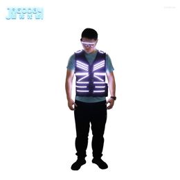 Party Decoration LED Clothing Men's Stage Luminous Vest Halloween Flash Glasses Night Show DJ Performing Fluorescent Costume Props