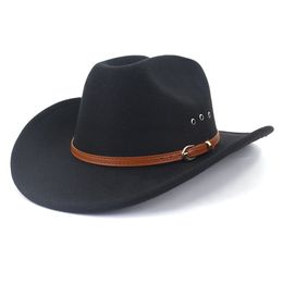 Wide Brim Hats Bucket Vintage Western Women Cowboy Hat For Men Jazz Cap With Leather Belt Sombrero Cowgirl hats Gentleman 230907