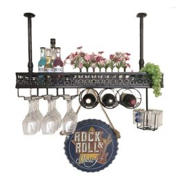 Tabletop Wine Racks Vintage Bronzed Black Iron Metal Casting Ceiling Hang Upside Down Goblet Holders Tall Glasses Bottle Storage Bar Pub