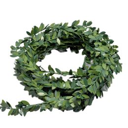 Decorative Flowers Wreaths 8 Yards plastic Artificial Willow Leaves with wire Flower For Wedding Decoration DIY Decorative Head Wreaths Bridal wreath 230906
