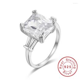 Cluster Rings Luxury Square 4ct Radiant Cut Diamond For Women Real 925 Sterling Silver Wedding Ring Finger Engagement Jewellery