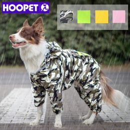 Dog Apparel HOOPET Raincoat Jumpsuit Rain Coat for Dogs Pet Cloak Labrador Waterproof Golden Retriever Jacket 230906