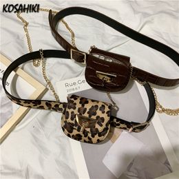 Waist Bags Personality Y2k Aesthetic Harajuku Mini Bags Women Fashion Leopard Belt Shoulder Handbags Streetwear Casual Waist Packs Trendy 230907