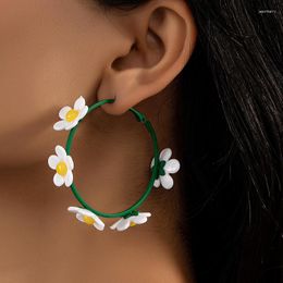 Dangle Earrings Sweet Lovely White Egg Flower For Women Korean Fashion Jewelry Green