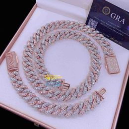 12mm 15mm 18mm Fine Jewellery Hip Hop Gold Plated 925 Silver Vvs Moissanite Diamond Iced Out Cuban Link Chain Necklace Icamm