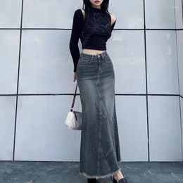 Skirts All-Match Skirt Girl Vitality Casual Commuter Outing Retro Classic Tight Sexy White Irregular Women'S Long Denim Cool