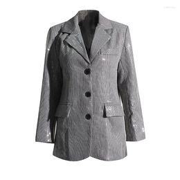 Women's Suits SuperAen Korean Design Blazer Heavy Industry Stitching Sequins Fashion Office Lady Jacket Coat