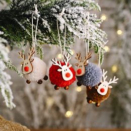 Christmas Ornaments Wooden Elk Hanging Pendant Ornament Christmas Tree Decorations for Home New Year 2024 Merry Christmas