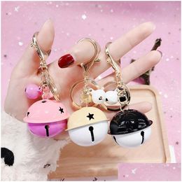 Party Favour Creative Fashion Metal Car Small Bell Cartoon Key Chain Female Accessories Pendant Mti-Color Optional Wholesale Rra54 Drop Dhmw2