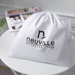 Gift Wrap Custom Logo Pure White Drawstring Bag Cotton Cloth Shoes Home Storage Draw String Packaging Reusable Wholesale Bags