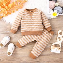 Clothing Sets Infant Born Baby Girls 2Pcs Long Sleeve Clothes Striped Sweatshirts Tops Pants 3 6 12 24 Months