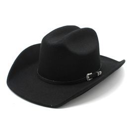 Wide Brim Hats Bucket Men Women Western Cowboy Hat With Belt Winter Autumn Church Jazz Elegant Cowgirl Sombrero Caps 230907