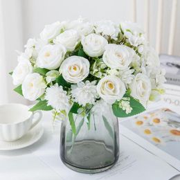 Decorative Flowers 1PC 7 Heads Brazilian Hydrangea Rose Artificial For Wedding Arch Home Floral Arrangement Decoration DIY Christmas Wreath