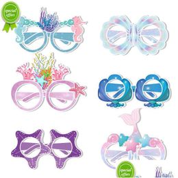 Party Masks 6Pcs New Marine Fruit Paper Glasses Summer Party Childrens Decorative Po Props Drop Delivery Dhnlp