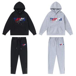 Trapstar full tracksuit hoodie rainbow towel embroidery decoding hooded sportswear men and women sportswear suit zipper trousers S259e