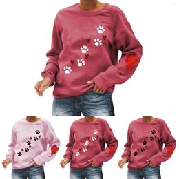 Women's Hoodies Love Dog Print Round Neck Fashion Long Sleeve Loose Sweater Business Attire For Women Womens Tunic Top