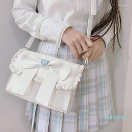 Evening Bags Pearl Chain Bow Lolita Handbag Girls Cute Purses Kawaii Totes Female Shoulder Bag