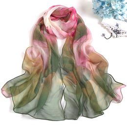 Scarves RUNMEIFA Fashion SpringSummer Women Floral Printing Beach Silk Scarf Shawls Female Long Wraps Beach Sunscreen Hijab 230907