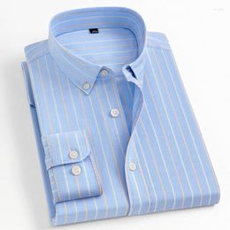 Men's Dress Shirts Striped 2023 Arrival Business Casual Classic Square Collar Oxford Long Sleeve Brand Clothing