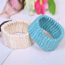 Link Bracelets Boho Natural Stone For Women Men Elastic Bohemian Heavy Bracelet Bangles Female Jewelry Party Gift