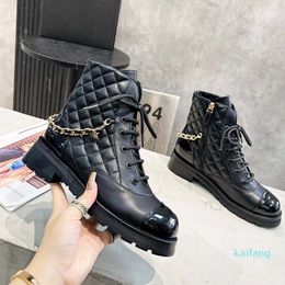 Designer Martin Boots Winter Fashion Biker Platform Flats Combat Boots Low Heel Up Booties