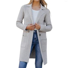Women's Trench Coats 2023 Coat For Women Long Sleeved Lapel Double Breasted Overcoat Ladies Fitting Jacket Autumn Winter